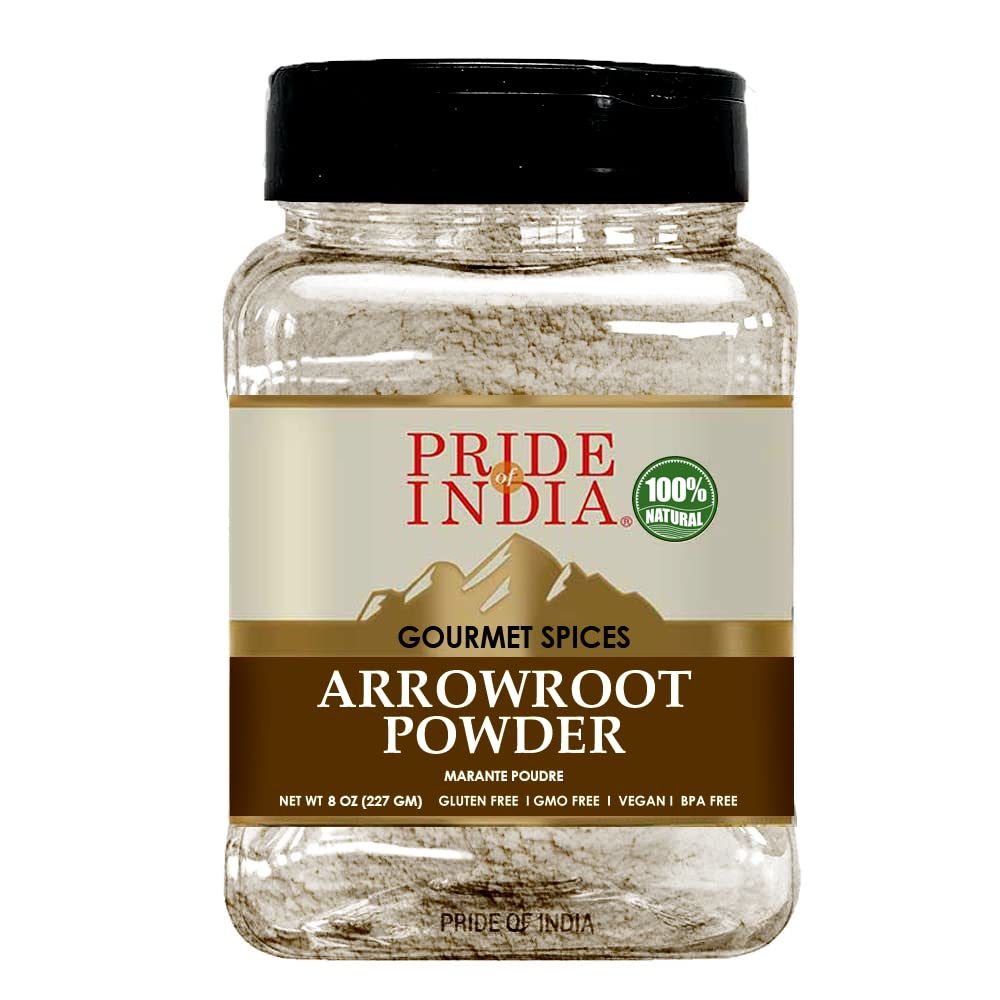 Pride of India – Natural Arrowroot Ground Powder – Gourmet Baking & Thickening Agent – Gluten & GMO Free – Good for Sauces, Fritters & Fries – Easy to Use