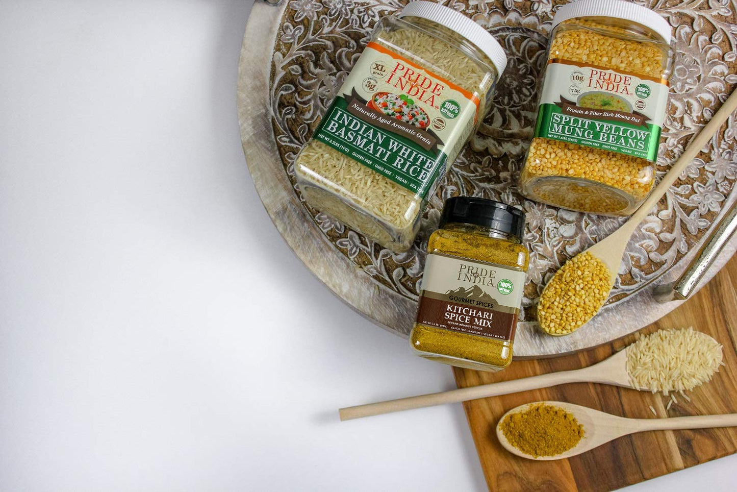 Pride Of India - Natural Indian Kitchari Spice Seasoning - 8oz (227gm) Sifting Jar - Make Perfect Tasting Rice & Lentil Pilaf - No Prep Needed - Blended with 7 Unique Vegan Spices - Mild Curry Flavor