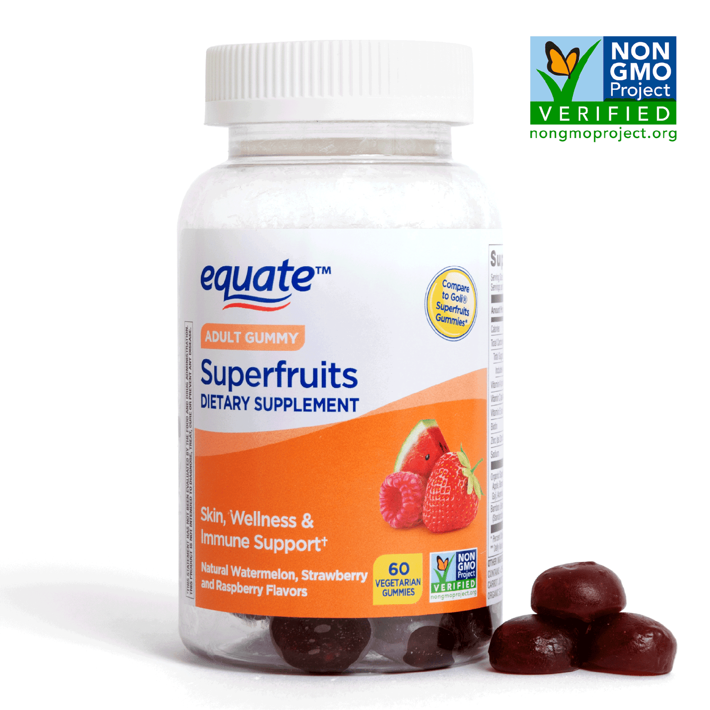 Equate Superfruits Vegetarian Gummy Supplement for Skin and Immune Support;  60 Count