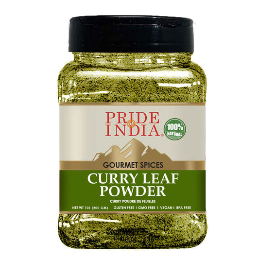 Pride Of India- Natural Curry Leaf Powder Ground - 7 oz (Half Pound) Resealable Pouch - Authentic Indian Spice Blend - Used in Soups, Stews, Chutneys and Rice etc. - Offers Best Value for Money