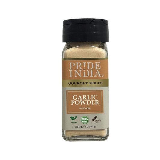 Pride of India – Garlic Fine Ground – Gourmet & Culinary Grade – Classic Seasoning to Pasta/Sauces/Dips/Bakes – Easy to Use – 3 Oz. Small Dual Sifter Bottle