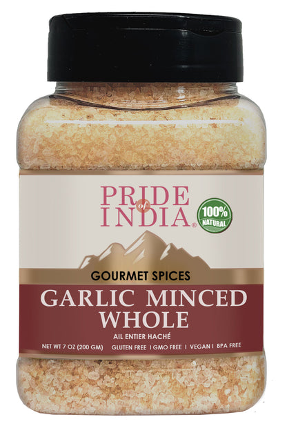 Pride of India – Garlic Minced – Gourmet Seasoning – Ideal for Dips/Sauces/Bread/Salad/Stir-Fries – Ideal Pantry Condiments – Easy to Use