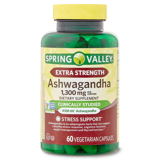 Spring Valley Extra Strength Ashwagandha Dietary Supplement;  1300 mg;  60 Vegetarian Capsules