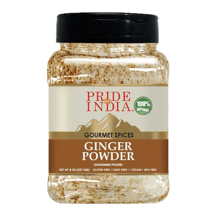 Pride of India – Ginger Fine Ground – Gourmet Spice – Blends Well – Good for Cooking/Baking/Tea & More – No Additives – Fresh Root Powder – Easy to Store – 8oz. Medium Dual Sifter Bottle