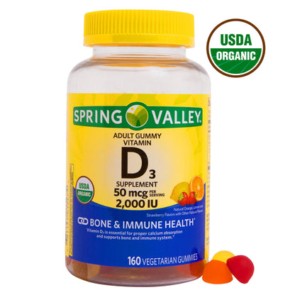 Spring Valley Vegetarian Vitamin D3 Gummies;  2000 IU;  50 mcg;  160 Count