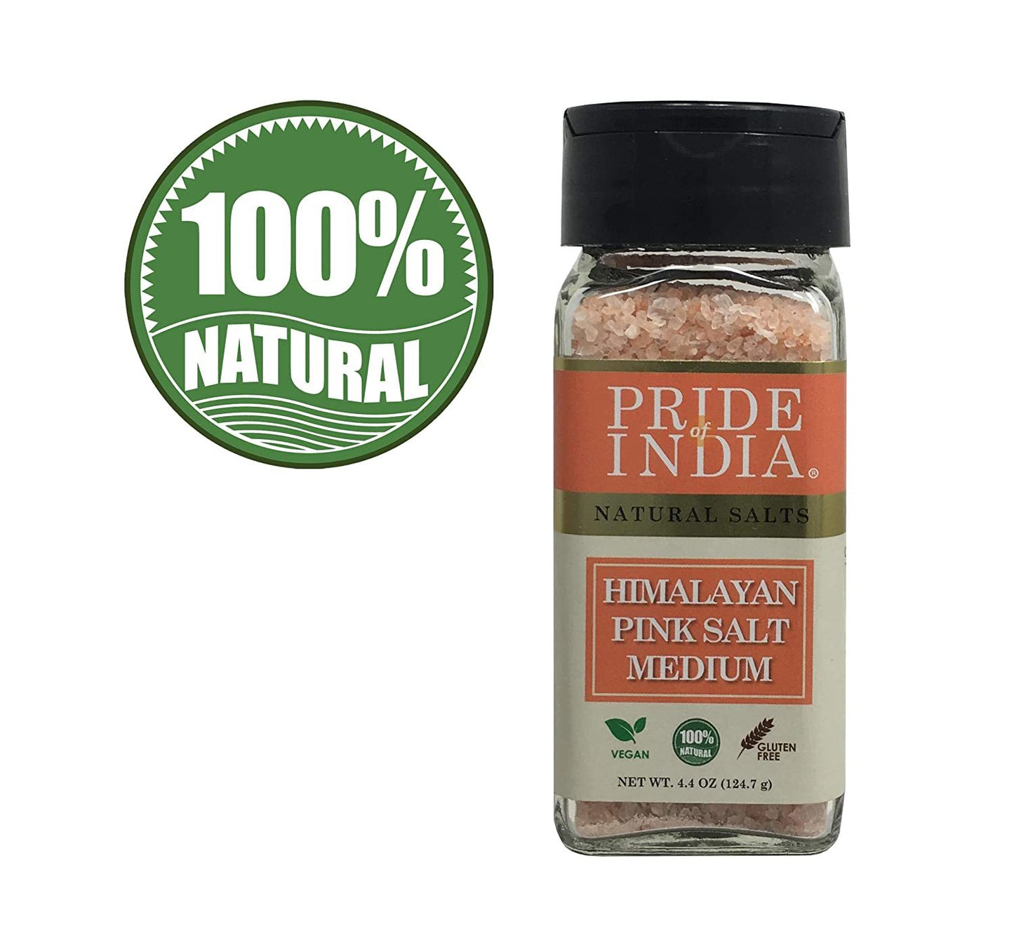 Pride Of India - Pure Himalayan Pink Salt - Enriched w/ 84+ Natural Minerals, Medium Grind Dual sifter (4.2 oz, 119.1 gm)