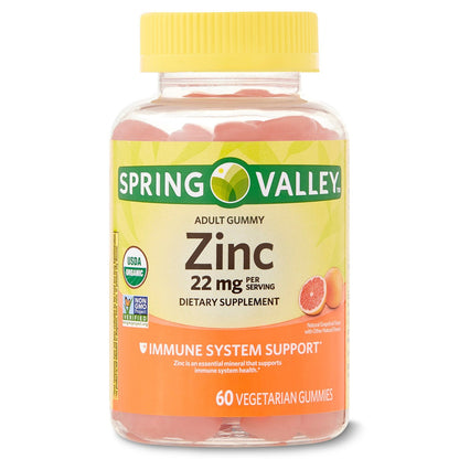 Spring Valley Zinc Organic Vegetarian Gummies;  22 mg;  60 Count