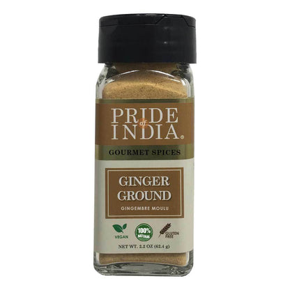 Pride of India – Ginger Fine Ground – Gourmet Spice – Blends Well – Good for Cooking/Baking/Tea & More – No Additives – Fresh Root Powder – Easy to Use – 2.2 oz. Small Dual Sifter Bottle