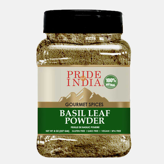 Pride of India – Basil Leaf Powder – Gourmet & Culinary Spice – Mediterranean Seasoning – Adds Flavor to pesto/stews/curries – Additives Free – Easy to Store – 7oz. Medium Dual Sifter Jar